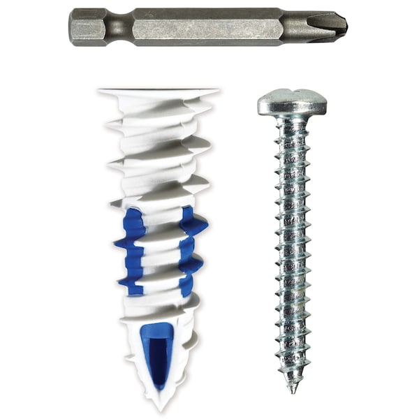 WallDriller Screw Anchor, 1-3/4" L, Reinforced Nylon & Acetal